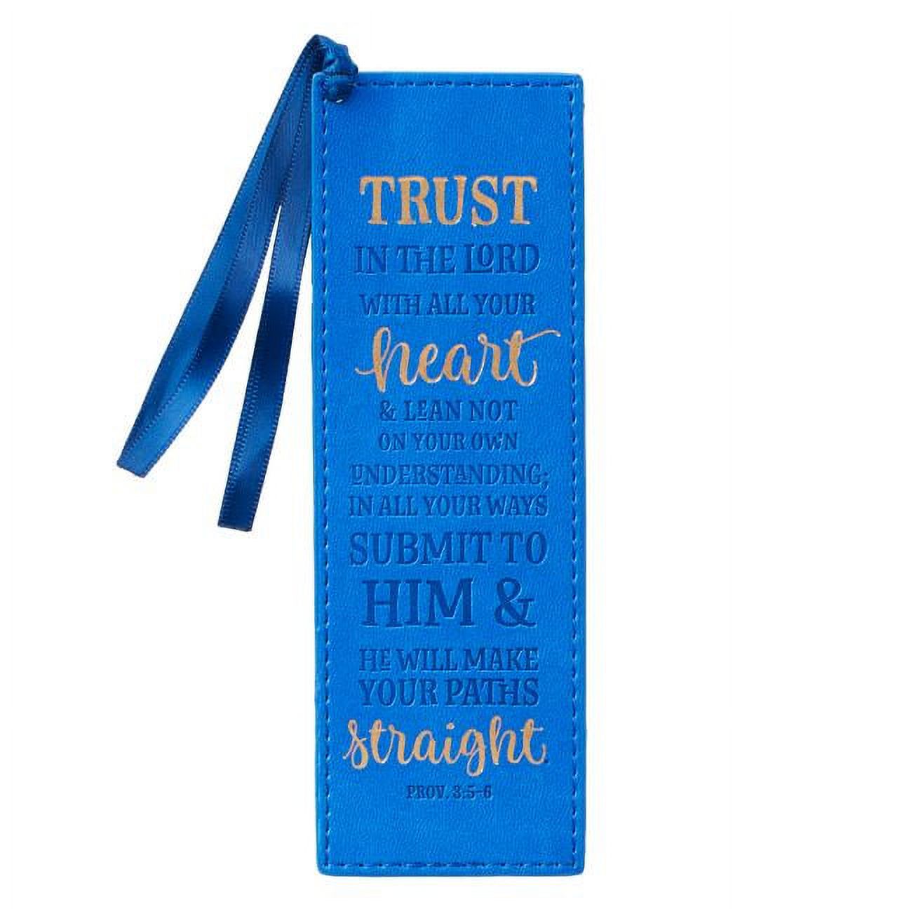 Christian Art Gifts Blue Faux Leather Bookmark Trust In The Lord