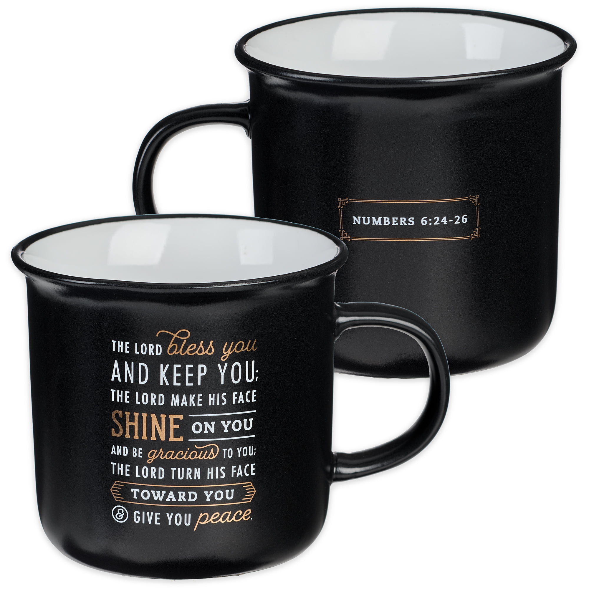 Bless You and Keep You Black Ceramic Camp Mug