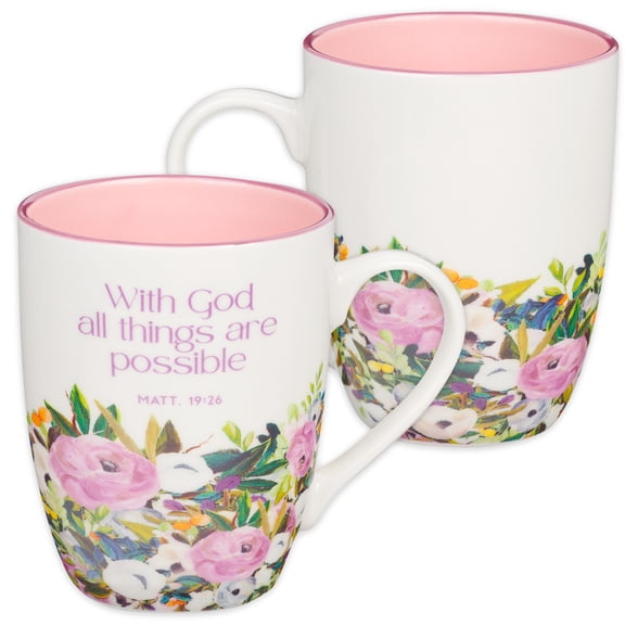 Christian Art Gifts Ceramic Coffee and Tea Mug for Women: With God All Things Are Possible - Matthew 19:26 Inspirational, (Hardcover)