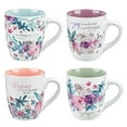 thumbnail image 1 of Christian Art Gifts Ceramic Coffee or Tea Mug Set for Women, Rejoice Watercolor Flowers Design Bible Verse Mug Set, Boxed Set of 4 Coffee Cups, 1 of 3