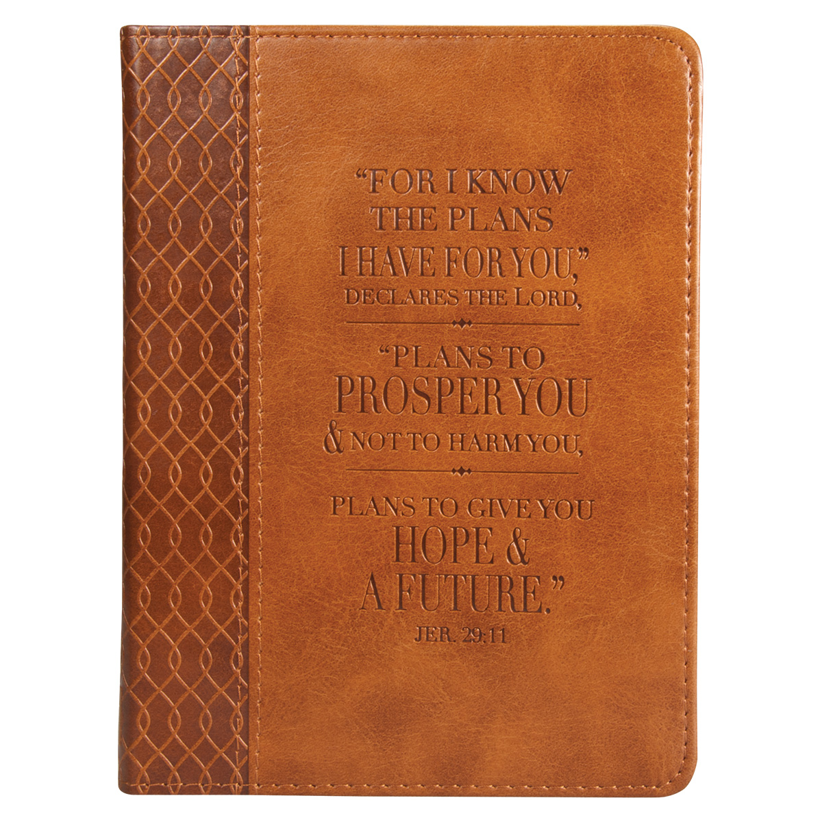 Christian Art Gifts Classic Handy-sized Journal for I Know The Plans Jeremiah 29:11 Bible Verse Inspirational Scripture Notebook with Ribbon 240 Ruled Pages, 5.7" x 7", Tan - image 1 of 6