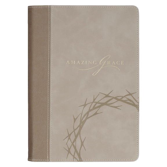 Classic Journal Amazing Grace Isa. 53:5 Bible Verse, Inspirational Scripture Notebook, Ribbon Marker, Taupe Vegan Leathe, (Hardcover)