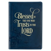 Christian Art Gifts Classic Journal Blessed is the One Who Trusts Jer. 177 Inspirational Scripture Notebook, Ribbon Marker, Blue Faux Leather Flexcover, 336 Ruled Pages