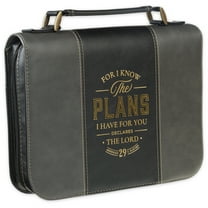 Christian Art Gifts Classic Vegan Leather Bible Cover for Men & Women: Know The Plans, Black, XL