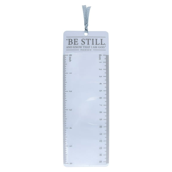Christian Art Gifts Clear Reading Magnifying Scripture Bookmark for Men, Women & Kids: Be Still & Know - Psalm 46:10 Inspirational Bible Verse w/Ruler for Measuring & Satin Ribbon for Books & Bibles
