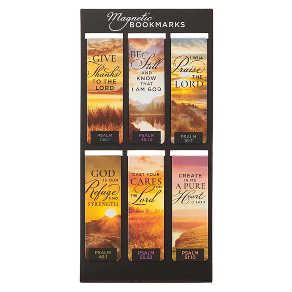 Christian Art Gifts Colorful Inspirational Scripture Magnetic Bookmark Pagemarker Set for Men & Women: Psalm Bible Verses, Multicolor Scenic Sunrise Nature, Reading Pages, Books, Bibles, 6 Piece Set