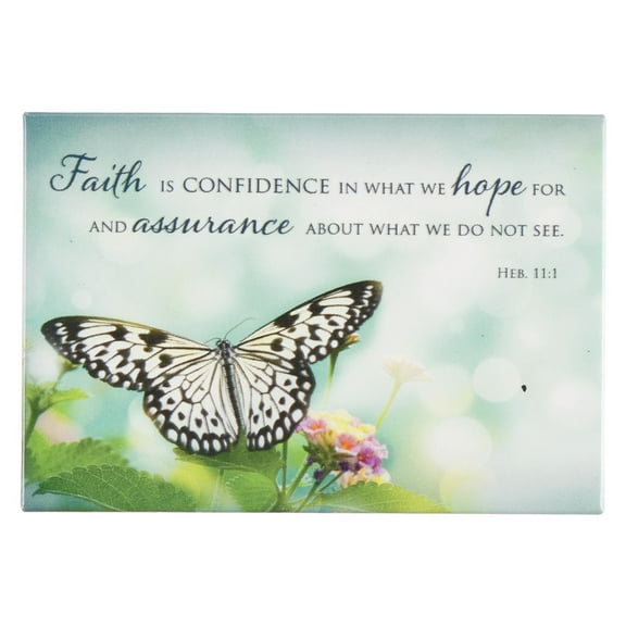 Christian Art Gifts Sturdy Decorative Refrigerator Scripture Magnet for Women: Faith is Confidence Encouraging Bible Verse, Cute Multicolor Floral Butterfly, Home, Kitchen, Office, Small, Rectangular