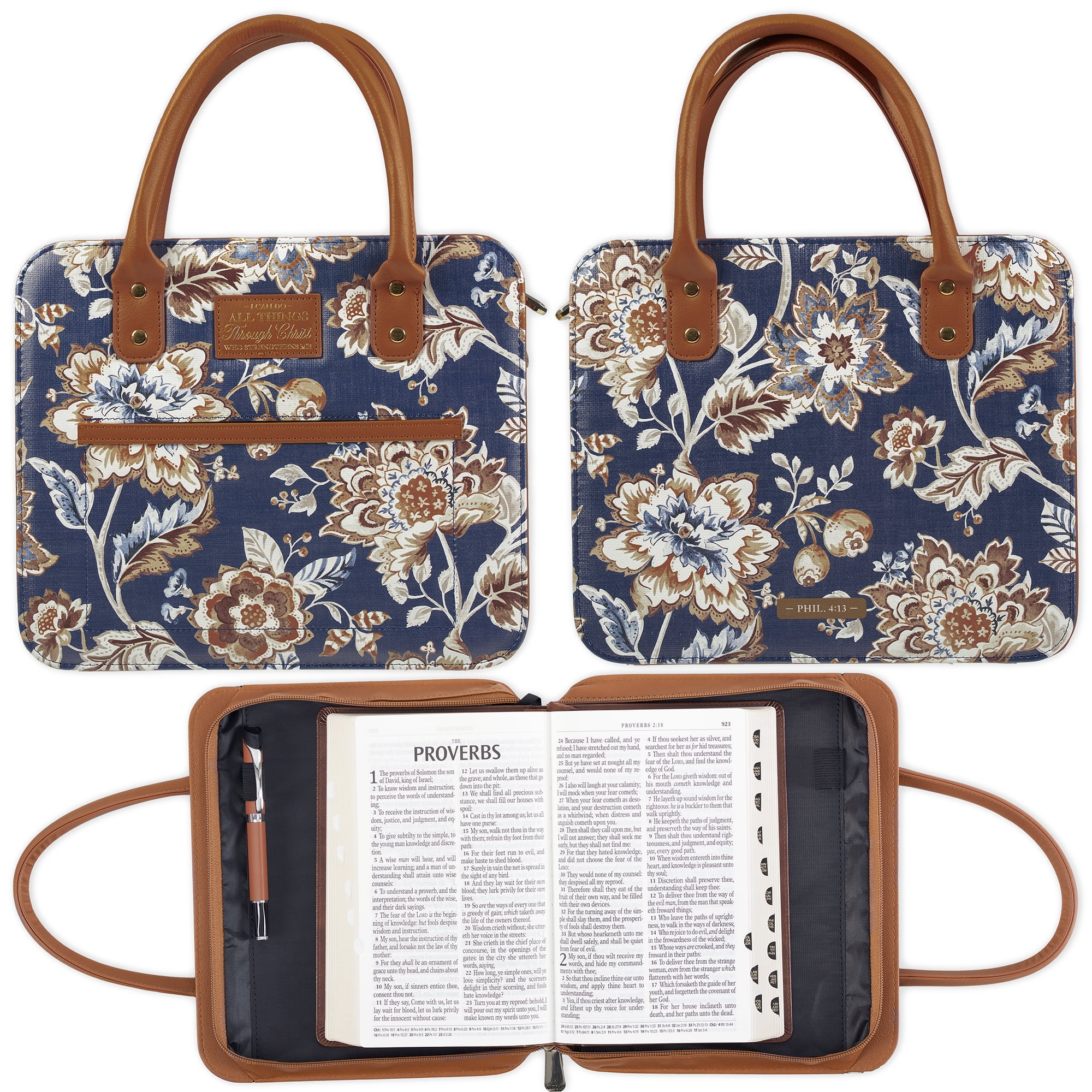Christian Art Gifts Fashion Vegan Leather Purse Style Bible Cover Case