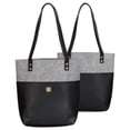 thumbnail image 1 of Christian Art Gifts Felt and Faux Leather Fashion Bible Cover Tote Bag - Love Never Fails - 2 Corinthians 13:8 Inspirational Bible Verse, Black and Gray, One Size, 1 of 5