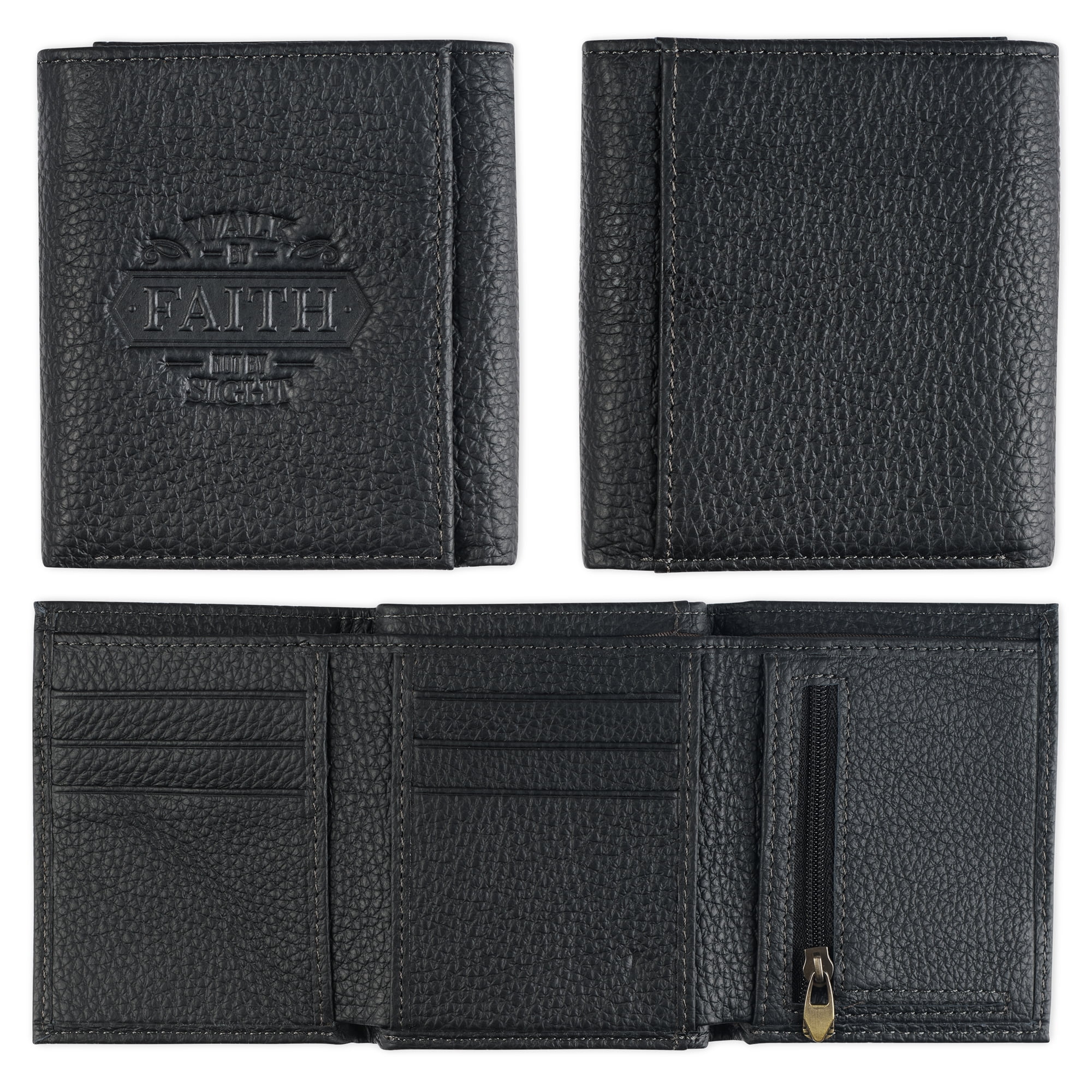 CHRISTIAN ART GIFTs For MEN - Wallet Leather Brown Ichthus Badge