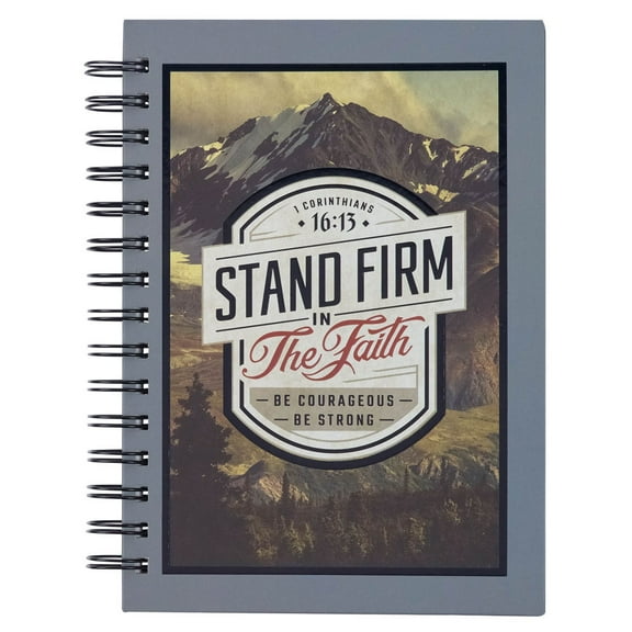 Christian Art Gifts Gray Journal w/Scripture Stand Firm Large Bible Verse Notebook, 192 Ruled Pages, 1 Cor. 16:13 Bible Verse