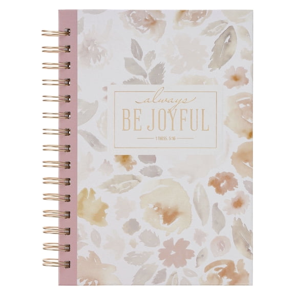 Christian Art Gifts Inspirational Journal, Be Joyful Wide Ruled Notebook, 1 Thess. 5:16 Bible Verse, Dusty Mauve, 192 Li, (Spiral-Bound)