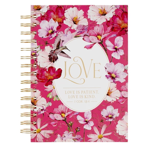 Christian Art Gifts Inspirational Journal, Love Is Patient Wide Ruled Notebook, 1 Corinthians 13:5 Bible Verse, Cherry P, (Spiral-Bound)