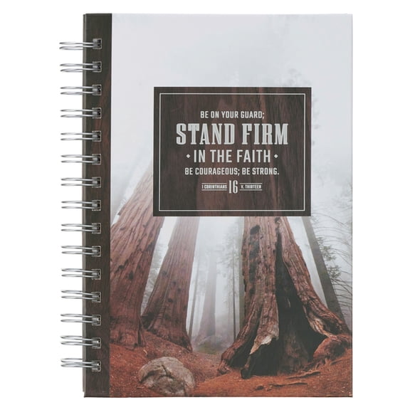 Christian Art Gifts Inspirational Journal, Stand Firm in the Faith Wide Ruled Notebook, 1 Cor. 16:13 Bible Verse, Brown,, (Spiral-Bound)