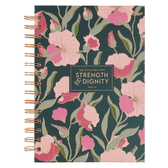 Christian Art Gifts Inspirational Journal, Strength & Dignity Wide Ruled Notebook, Proverbs 3:5 Bible Verse, Green, , (Hardcover)