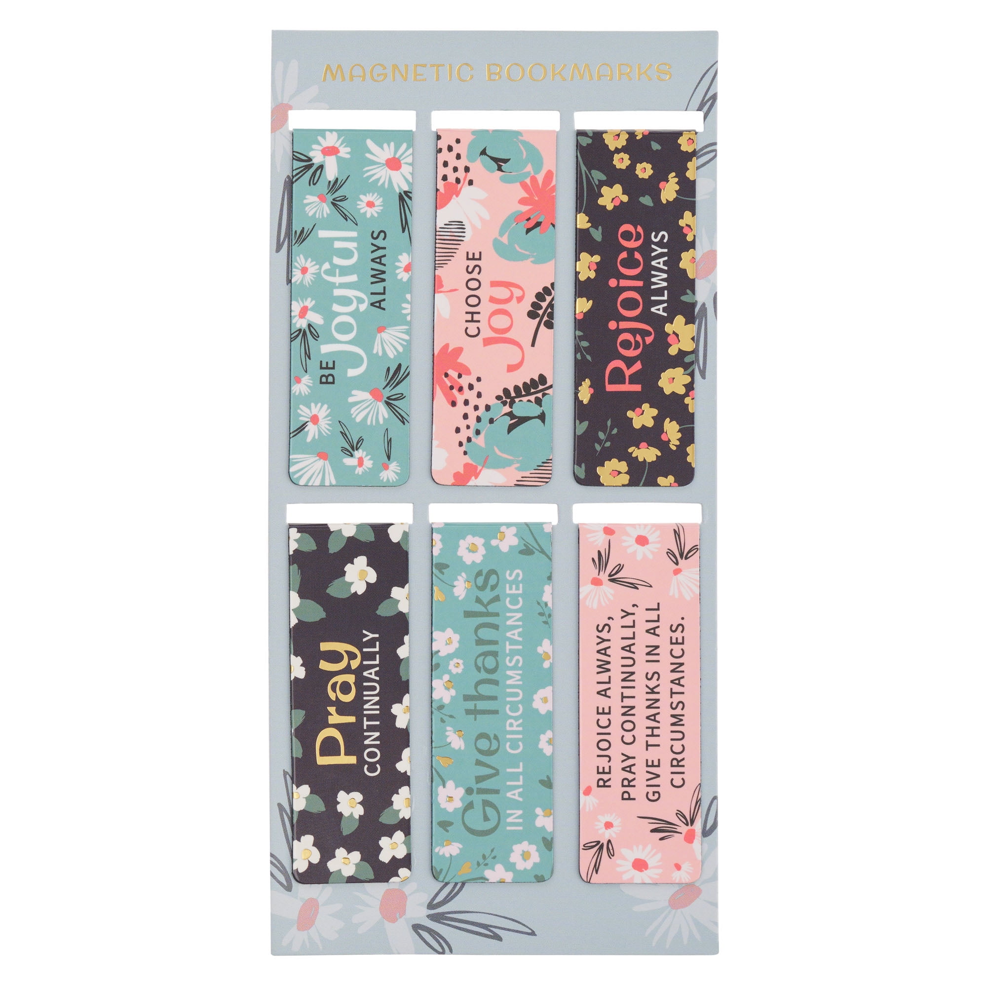 Christian Art Gifts Inspirational Magnetic Bookmark Set Be Joyful Always Floral Bible Page Markers Multicolor Floral Design Set Hardcover