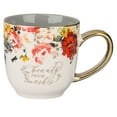 thumbnail image 1 of Christian Art Gifts Inspirational Scripture Ceramic Coffee & Tea Mug w/Gold for Women: Beauty from Ashes - Isaiah 61:3 Encouraging Bible Verse Present, White & Multicolor Marigold Floral, 11 fl. oz., 1 of 4