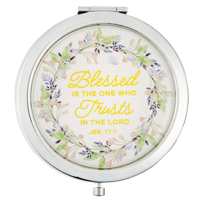 Christian Art Gifts Inspirational Scripture Makeup Compact Mirror for Women: Blessed, Encouraging Bible Verse, Portable 2x Magnification for Purses, Handbags, Travel, Purple Lavender (Other)