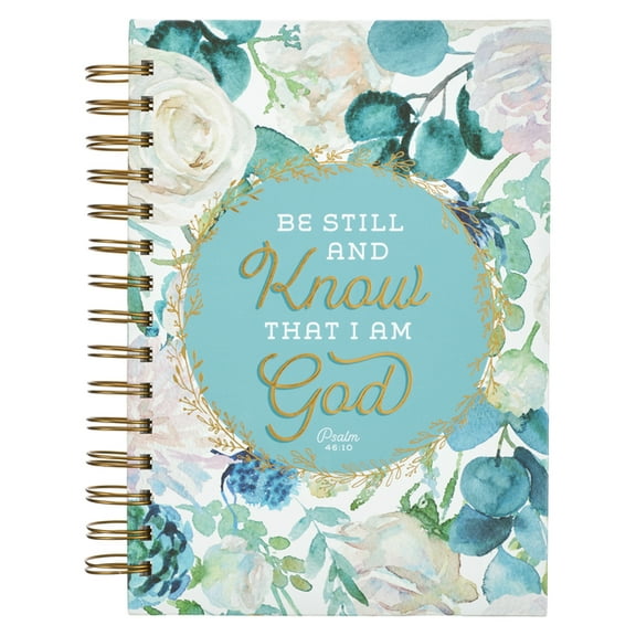 Christian Art Gifts Inspirational Spiral Journal Lined Notebook for Women Be Still and Know Ps. 46:10 Teal 192 Ruled Pages, Large Wire Bound Hardcover (Hardcover)