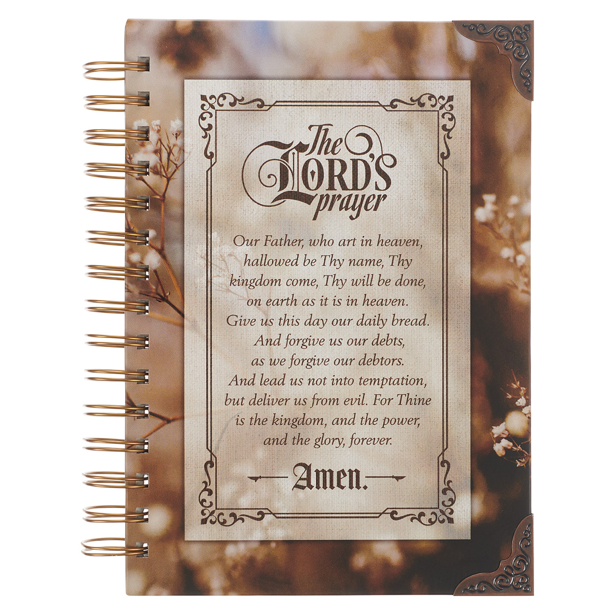 Christian Art Gifts Journal W/Scripture for Men/Women the Lord's Prayer Mathew Bible Verse Brown 192 Ruled Pages, Large Hardcover Notebook, Wire Bound (Other) - image 1 of 2