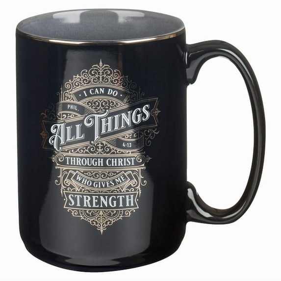 Christian Art Gifts Ceramic Coffee & Tea Mug: I Can Do All Things - Philippians 4:13 Inspirational Bible Verse, Blac, (Hardcover)