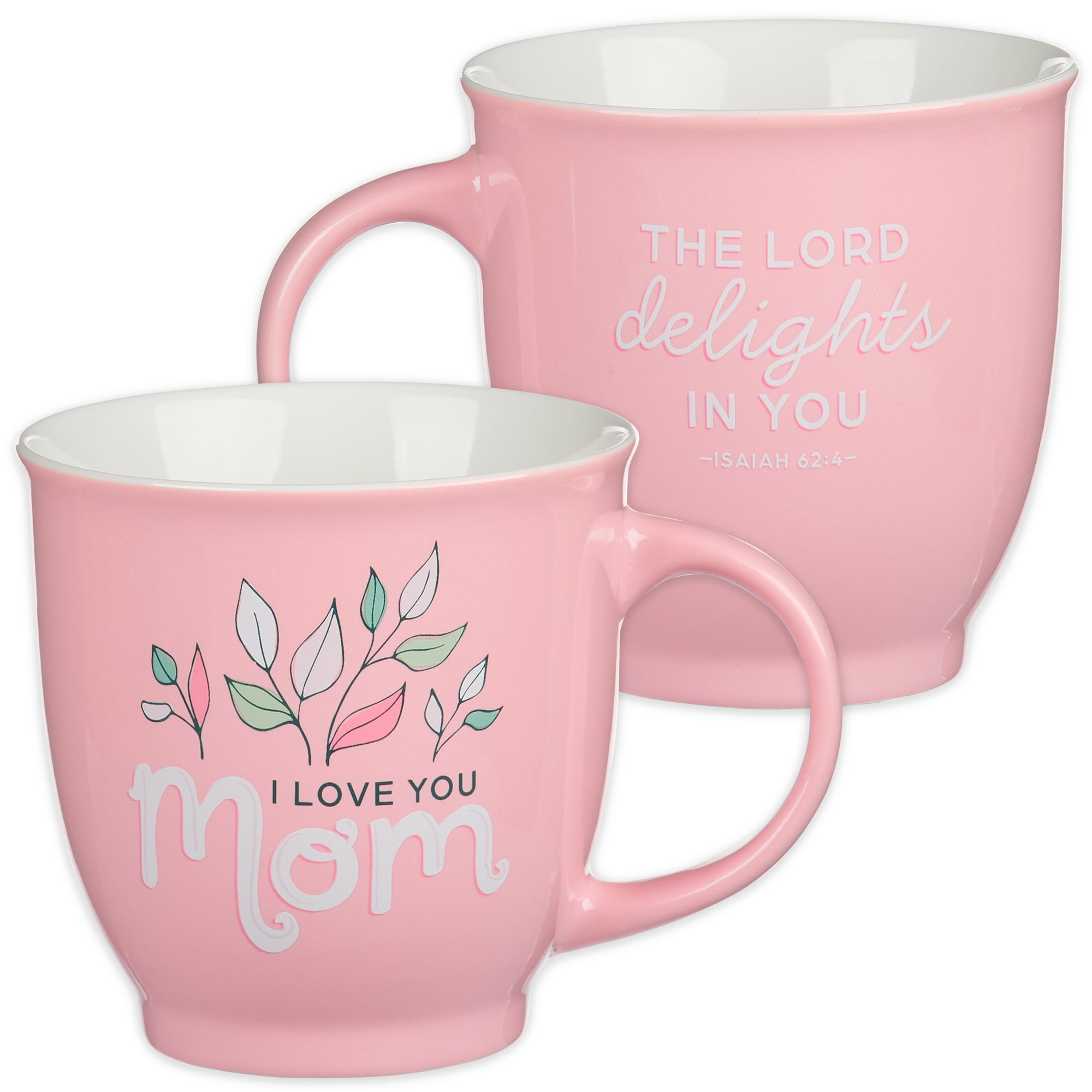 Pink Ceramic Inspirational Mom Mug with Scripture, 14 oz