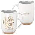 thumbnail image 1 of Christian Art Gifts Large Ceramic Novelty Scripture Coffee & Tea Mug for Men & Women: Walk by Faith Inspirational Bible Verse w/Clay Base & Gold, Non-toxic Lead-free Drinkware, White & Gray, 15 oz., 1 of 3