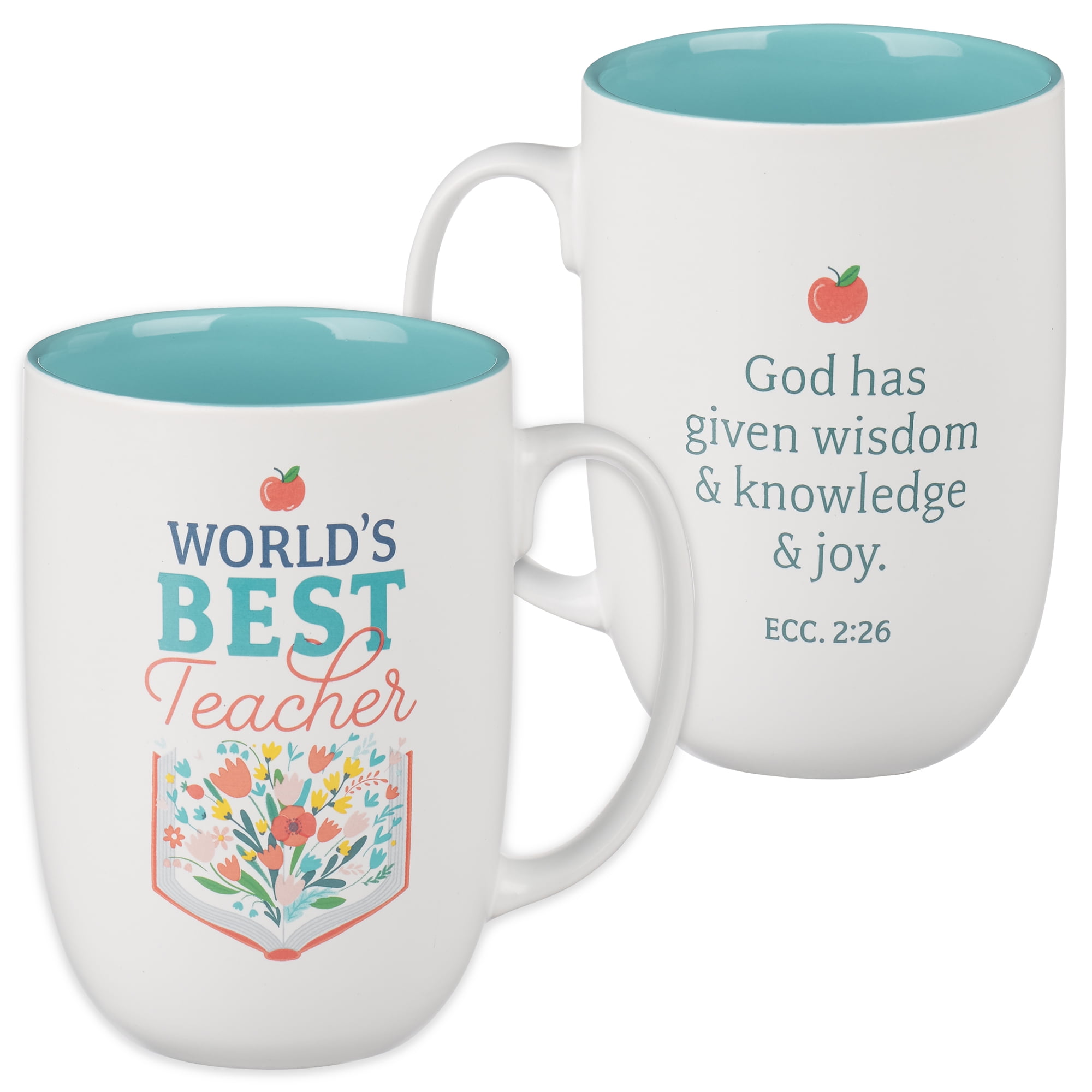 Inspirational Pink and Teal Ceramic Teacher Mug, 15 oz