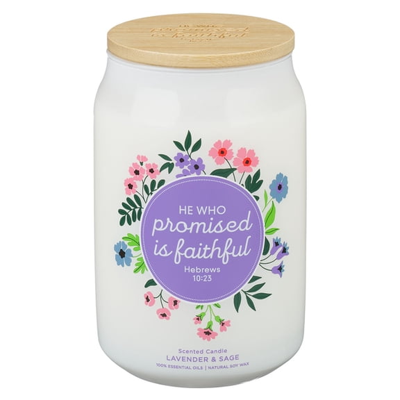 Christian Art Gifts Large Novelty Inspirational Scripture Glass Jar Candle for Women: He Who Promised Is Faithful Encour, (Hardcover)