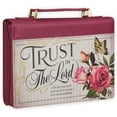 thumbnail image 1 of Christian Art Gifts Maroon Red Floral Fashion Bible Cover for Women: Trust in the Lord - Prov. 3:5 Inspirational Scripture Verse, Vintage Vegan Leather Book Carry Case Bag w/Stationery Storage, Large, 1 of 7