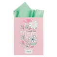 thumbnail image 1 of Christian Art Gifts Medium Portrait Inspirational Scripture Gift Bag, Tag & Wrapping Tissue Paper Set for Mothers: I Love You, Cute Pink & White Glossy Floral Design for Women, Satin Ribbon Handles, 1 of 3
