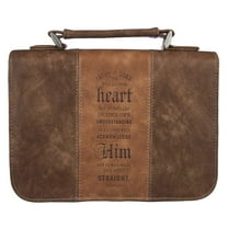 Christian Art Gifts Men's Classic Bible Cover Trust in The Lord Proverbs 3:5, Brown Faux Leather, Large