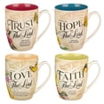 thumbnail image 1 of Christian Art Gifts Floral Ceramic Coffee and Tea Mug Set: Hope, Trust, Faith, Love Novelty Mug Set with Scripture - Set, (Hardcover), 1 of 3