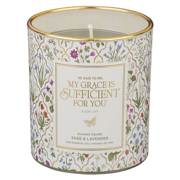 Christian Art Gifts Novelty Inspirational Scripture Glass Jar Candle for Women: Grace Is Sufficient Encouraging Bible Ve, (Hardcover)