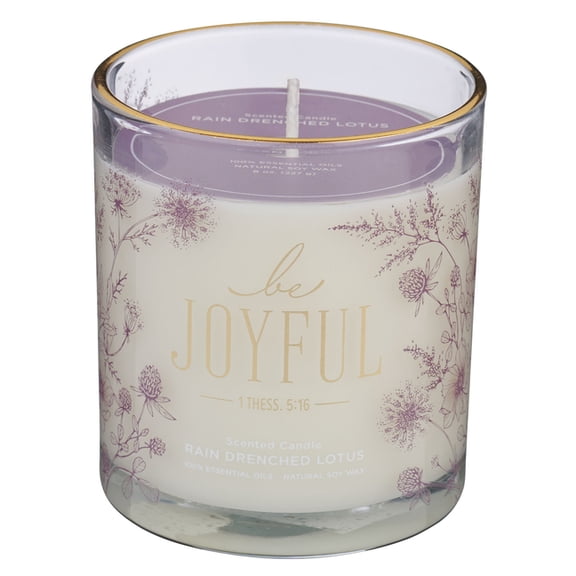 Christian Art Gifts Novelty Inspirational Scripture Glass Jar Candle for Women: Be Joyful Encouraging Bible Verse, Flora, (Hardcover)
