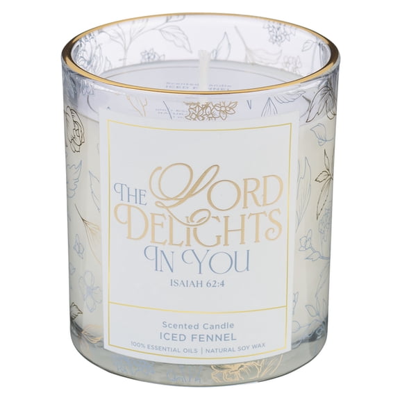 Christian Art Gifts Novelty Inspirational Scripture Glass Jar Candle for Women: Lord Delights in You Encouraging Bible V, (Hardcover)