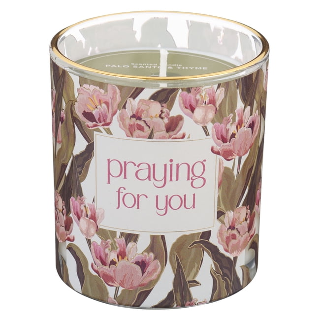 Christian Art Gifts Novelty Inspirational Scripture Glass Jar Candle for Women: Praying for You Encouraging Message, Flo, (Hardcover)