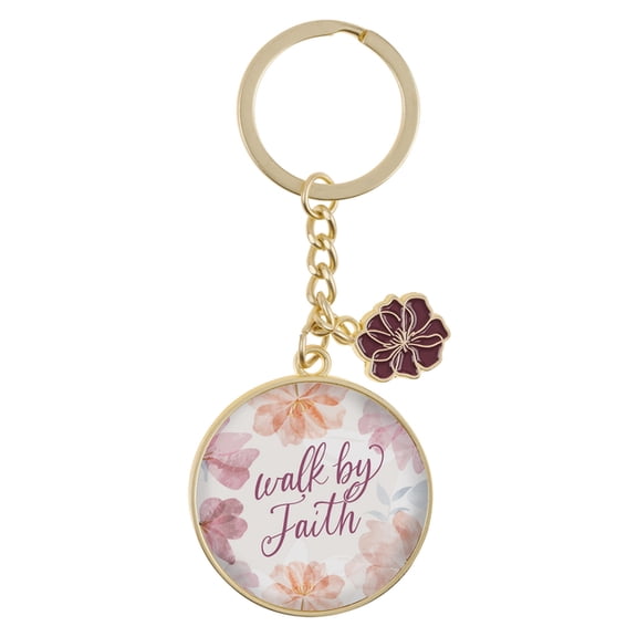 Christian Art Gifts Novelty Inspirational Scripture Split Metal Keychain for Women: Walk by Faith Encouraging Bible Vers, (Hardcover)