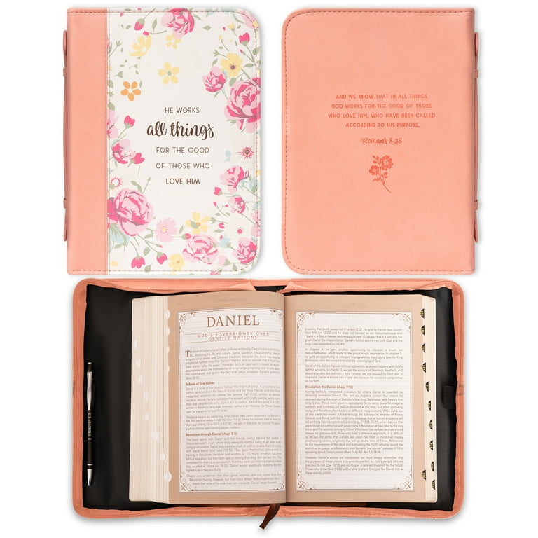 Christian Art Gifts Peach Faux Leather Bible Cover for Women He