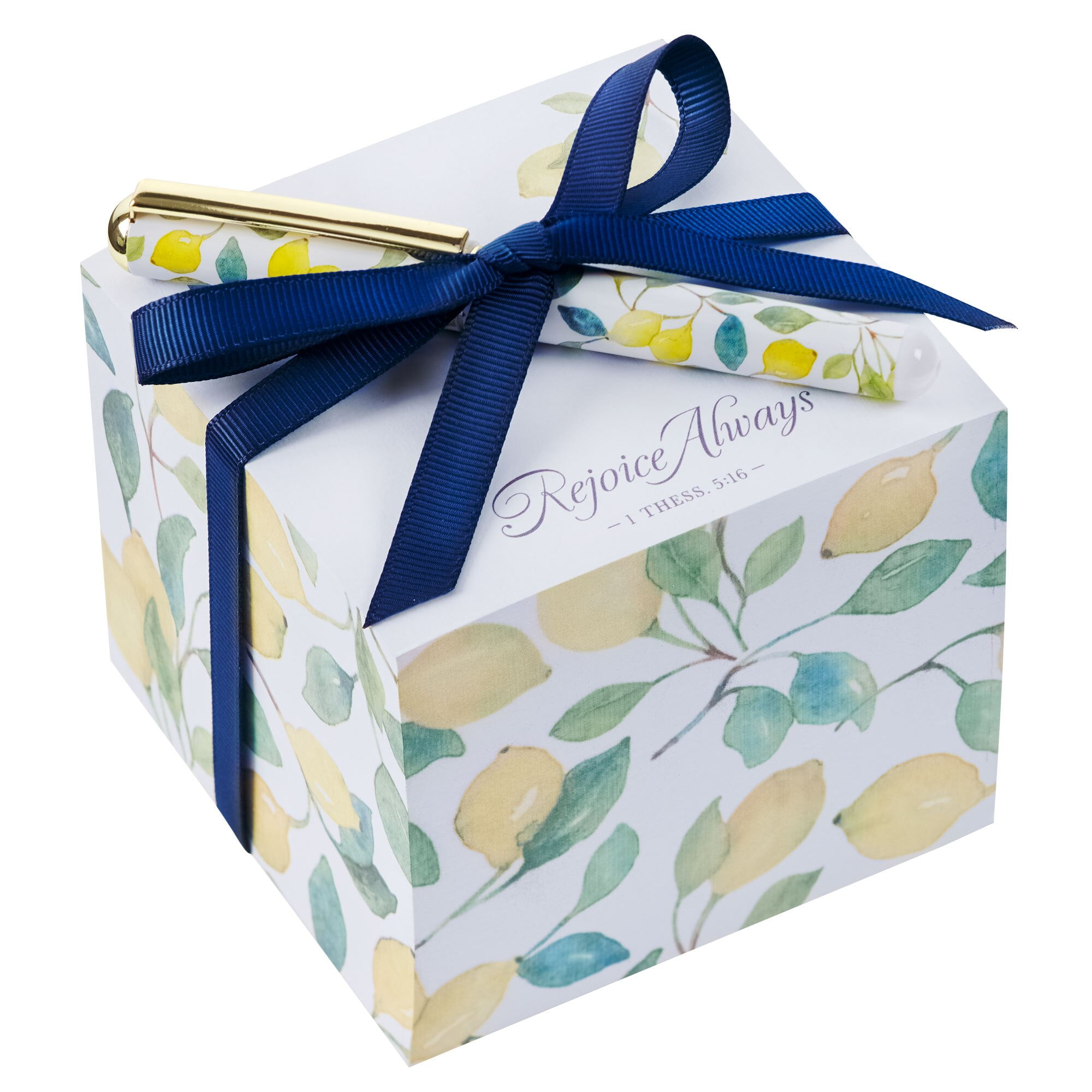 Christian Art Gifts Premium Note Block w/Pen for Women w/Inspirational Scripture: Rejoice Always, Encouraging Bible Verse, 750 Notes for Home & Office, White w/Multicolor Florals