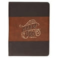 thumbnail image 1 of Christian Art Gifts Premium Vegan Leather Zippered Inspirational Scripture Portfolio for Men: Man of God Encouraging Bible Verse Padfolio Notepad Folder, Pen/Highlighter Combo, Card Slots, Brown/Gold, 1 of 1