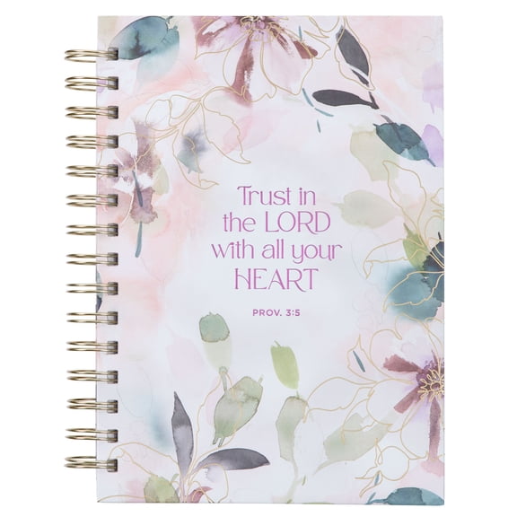 Christian Art Gifts Purple Journal w/Scripture Floral Trust in the Lord Large Bible Verse Notebook, 192 Ruled Pages, Prov. 3:5 Bible Verse
