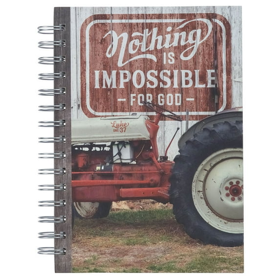 Christian Art Gifts Red Journal w/Scripture Nothing is Impossible Large Bible Verse Notebook, 192 Ruled Pages, Luke 1:37 Bible Verse