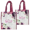 thumbnail image 1 of Christian Art Gifts Reusable Shopping Tote Bag: His Grace Is Enough - 2 Corinthians 12:9 Inspirational Bible Verse, Floral Pink, 1 of 3
