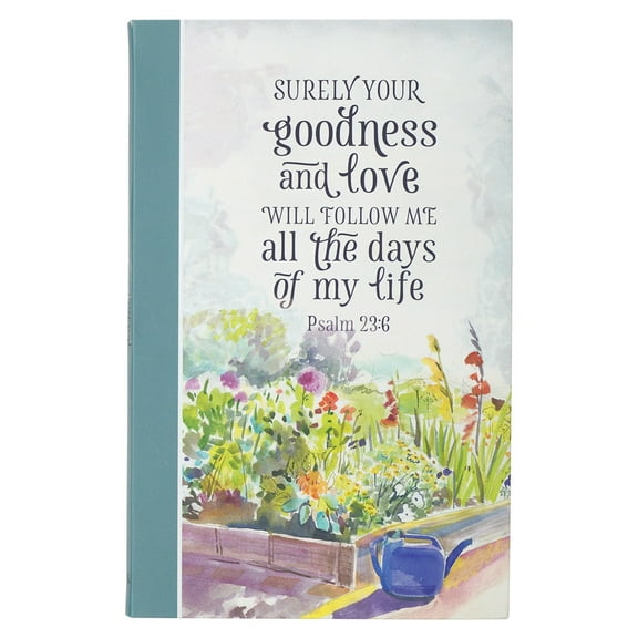 Christian Art Gifts Scripture Journal Goodness and Love Psalm 23:6 Bible Verse Floral Inspirational Notebook,128 Ruled Pages Flexcover 5.5 x 8.5