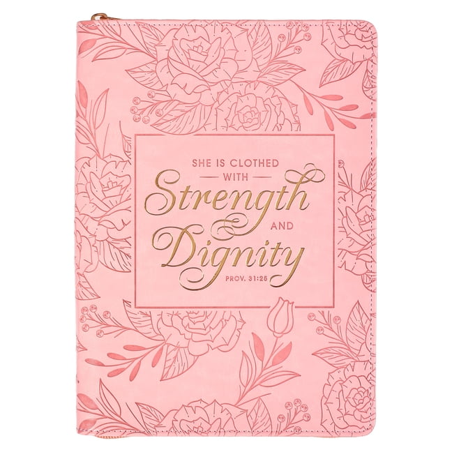 Christian Art Gifts Scripture Journal Pink Strength & Dignity Proverbs ...
