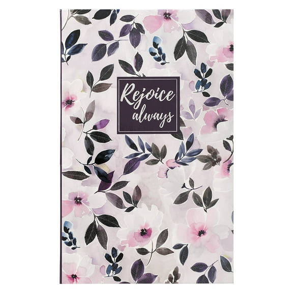 Christian Art Gifts Scripture Journal Rejoice Always Psalm 118:24 Bible Verse Pink Floral Inspirational Notebook, 128 Ruled Pages Flexcover 5.5 x 8.5