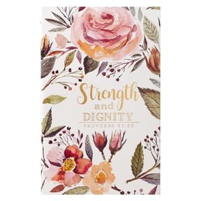 Christian Art Gifts Scripture Journal Strength and Dignity Proverbs 31:25 Bible Verse Floral Inspirational Notebook,128 Ruled Pages Flexcover 5.5 x 8.5