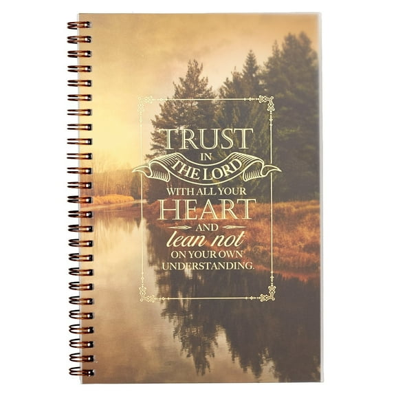 Christian Art Gifts Spiral Notebook, Trust in the Lord - Proverbs 3:5 Bible Verse, Prayer Journal, Flexible Cover, Lined Paper for Writing, 128 Pages w/ Scripture, 8.5" x 5.9" x 0.6"