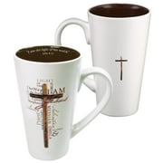 Christian Art Gifts Tall Stoneware Coffee/Tea Mug Light of The World John 812 Bible Verse - Names of Jesus Mug For Men and Women 16oz Cream Ceramic Cup with Large Handle